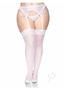 Leg Avenue Sheer Stocking With Backseam And Lace Top - Plus Size - White
